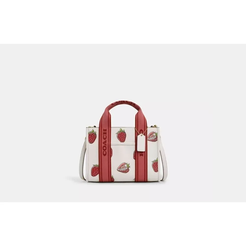 NWT Coach Smith Tote Bag 24 With Strawberry Print CAR80 Chalk Multi - Picture 6 of 7
